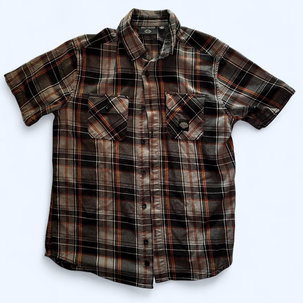Vintage Mens Harley Davidson plaid button up shirt